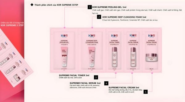  Bộ kít KOR Supreme 5 Step Travel Kit - Bộ Mỹ Phẩm Du Lịch KOR 