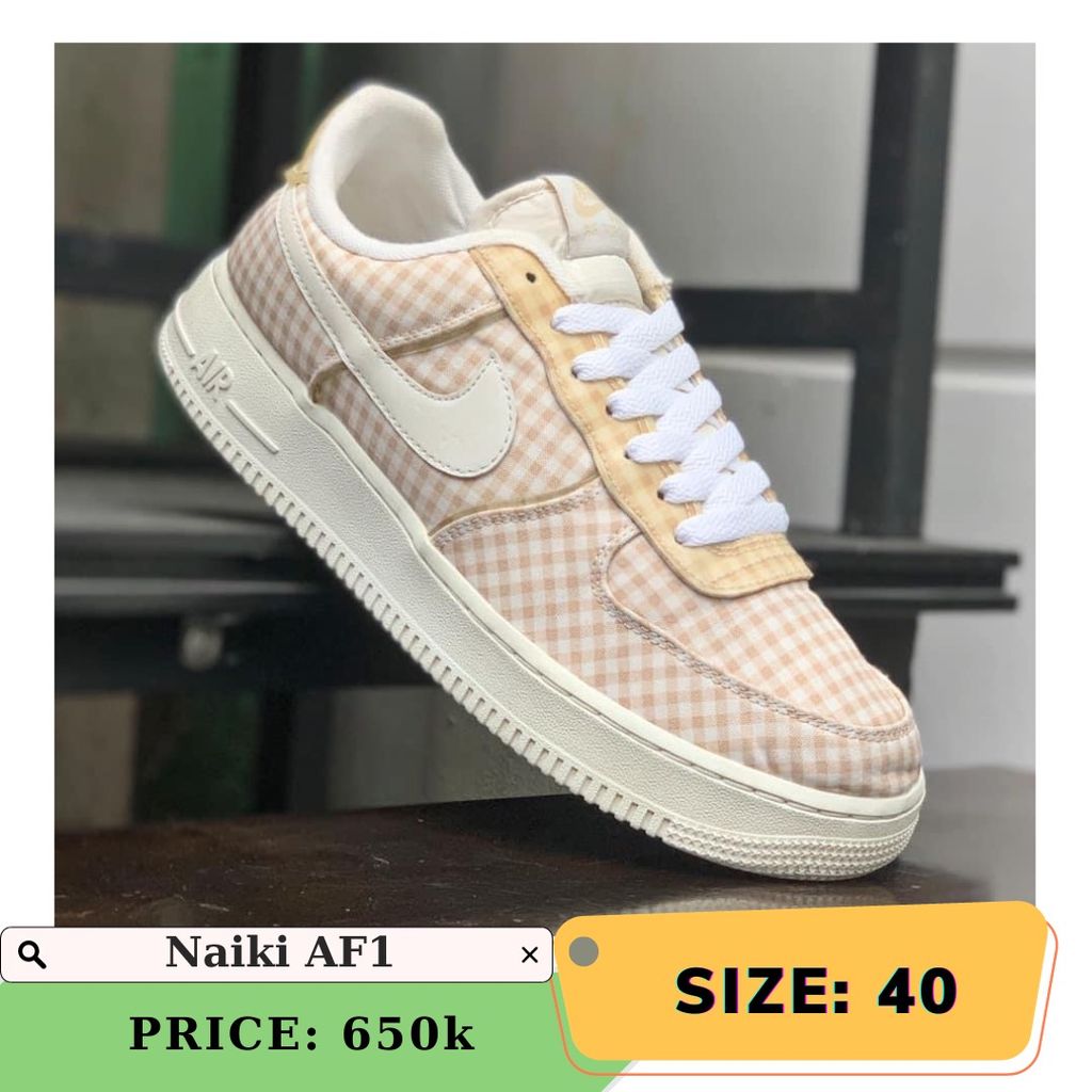 womens air force 1 low qs gingham pack beige