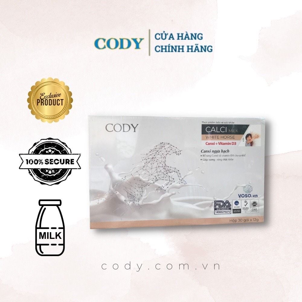  Canxi Ngựa bạch CODY - Canxi Milk cho mẹ bầu và em bé hộp 360g 