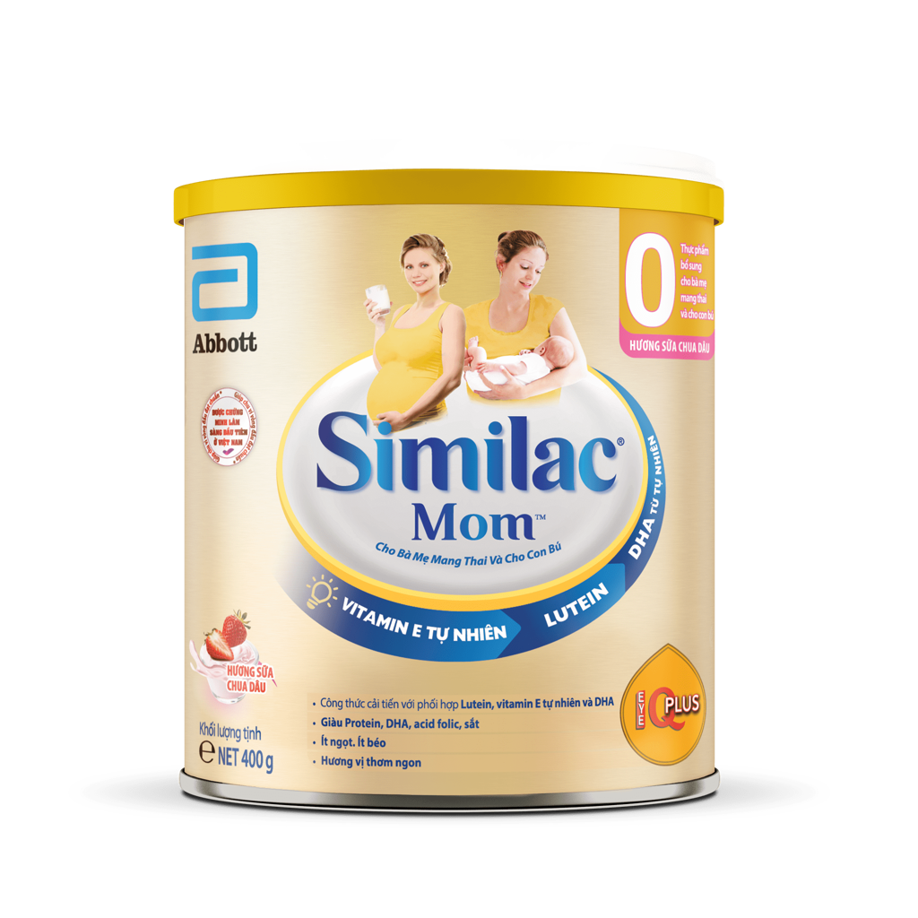  SIMILAC MOM EYE-Q HƯƠNG SỮA CHUA DÂU 400g : Thực phẩm bổ sung cho bà mẹ mang thai và cho con bú 