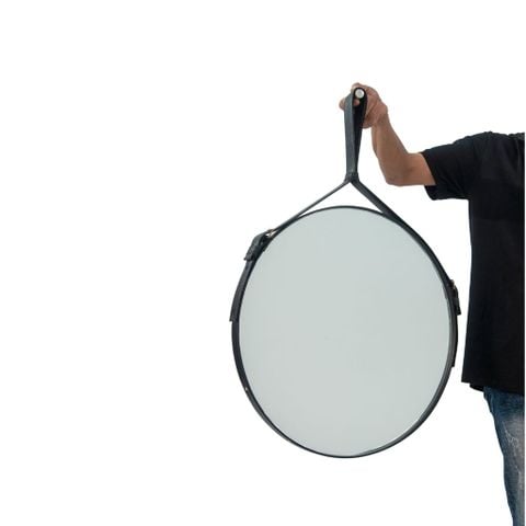  Gương tròn dây da | LEE | Đen 