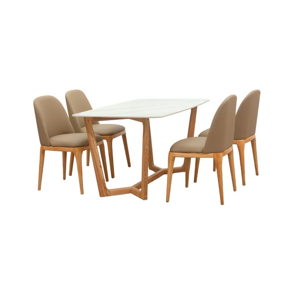 Bộ bàn ăn mặt đá | CONCORDE - 1M6 & 4 Ghế | GRACE - Không tay