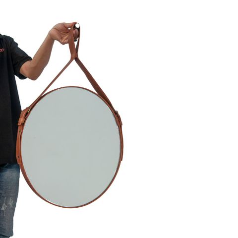  Gương tròn dây da | LEE | Nâu 