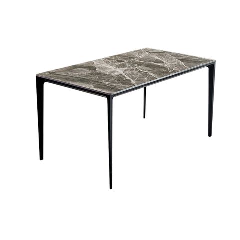  Bàn ăn chữ nhật chân sắt mặt đá | FINLO 