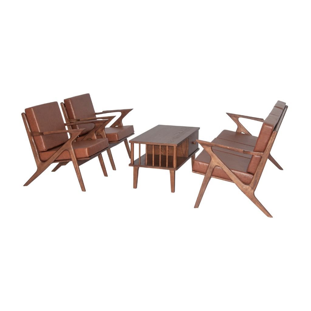 Sofa băng gỗ nệm | Z | Nâu | 3 Chỗ ngồi