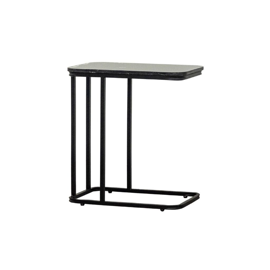 Bàn bên sofa chân sắt mặt đá | AZALEA | Đen