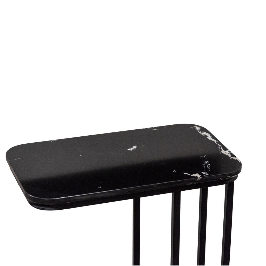 Bàn bên sofa chân sắt mặt đá | AZALEA | Đen