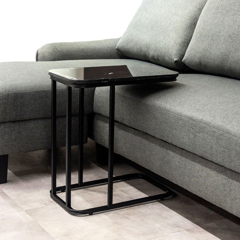 Bàn bên sofa chân sắt mặt đá | AZALEA | Đen
