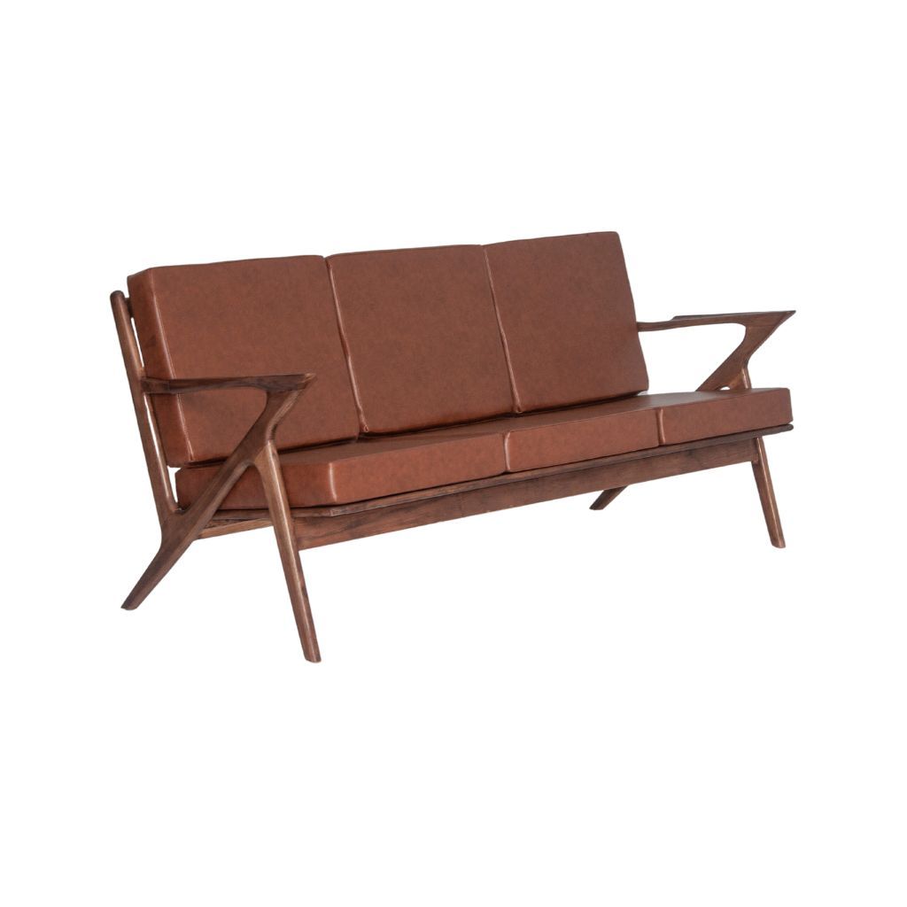 Sofa băng gỗ nệm | Z | Nâu | 3 Chỗ ngồi