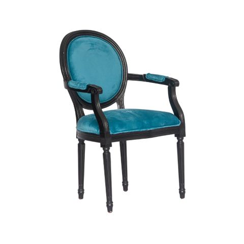  Ghế gỗ bọc nệm | LOUIS | Xanh - đen | Có tay 