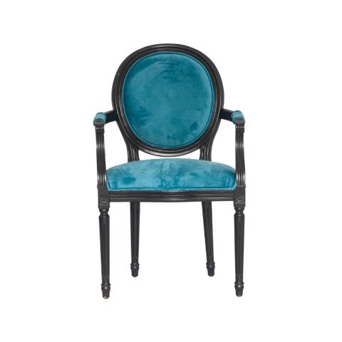  Ghế gỗ bọc nệm | LOUIS | Xanh - đen | Có tay 