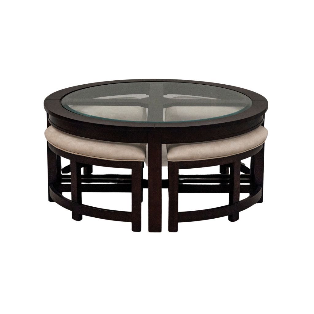 Bộ bàn trà gỗ kính 4 ghế | EVERLY | Đen