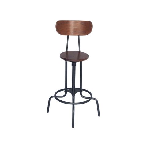  Ghế bar sắt mặt gỗ | ỐNG TRÒN | Nâu 