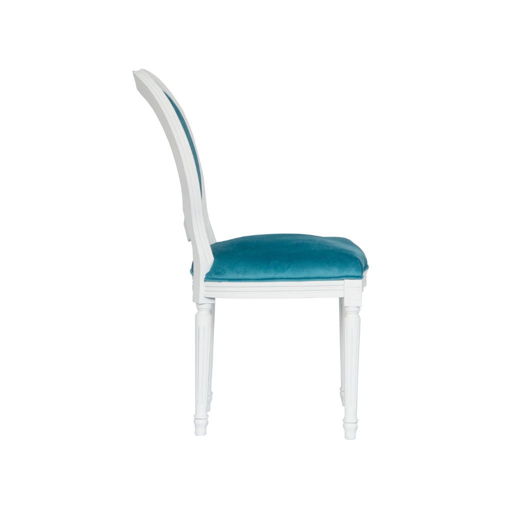 Ghế gỗ bọc nệm | LOUIS | Trắng - xanh | Không tay