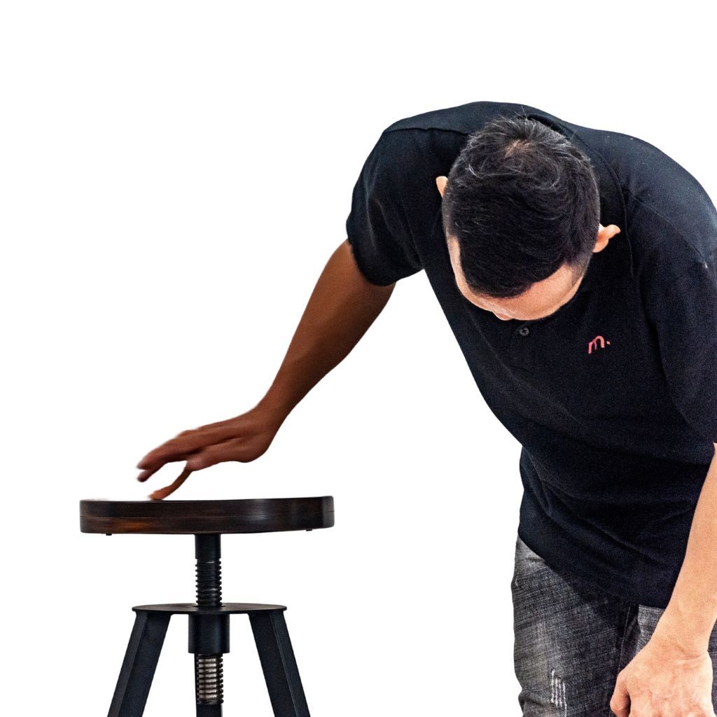 Ghế bar sắt mặt gỗ | XOAY | Nâu