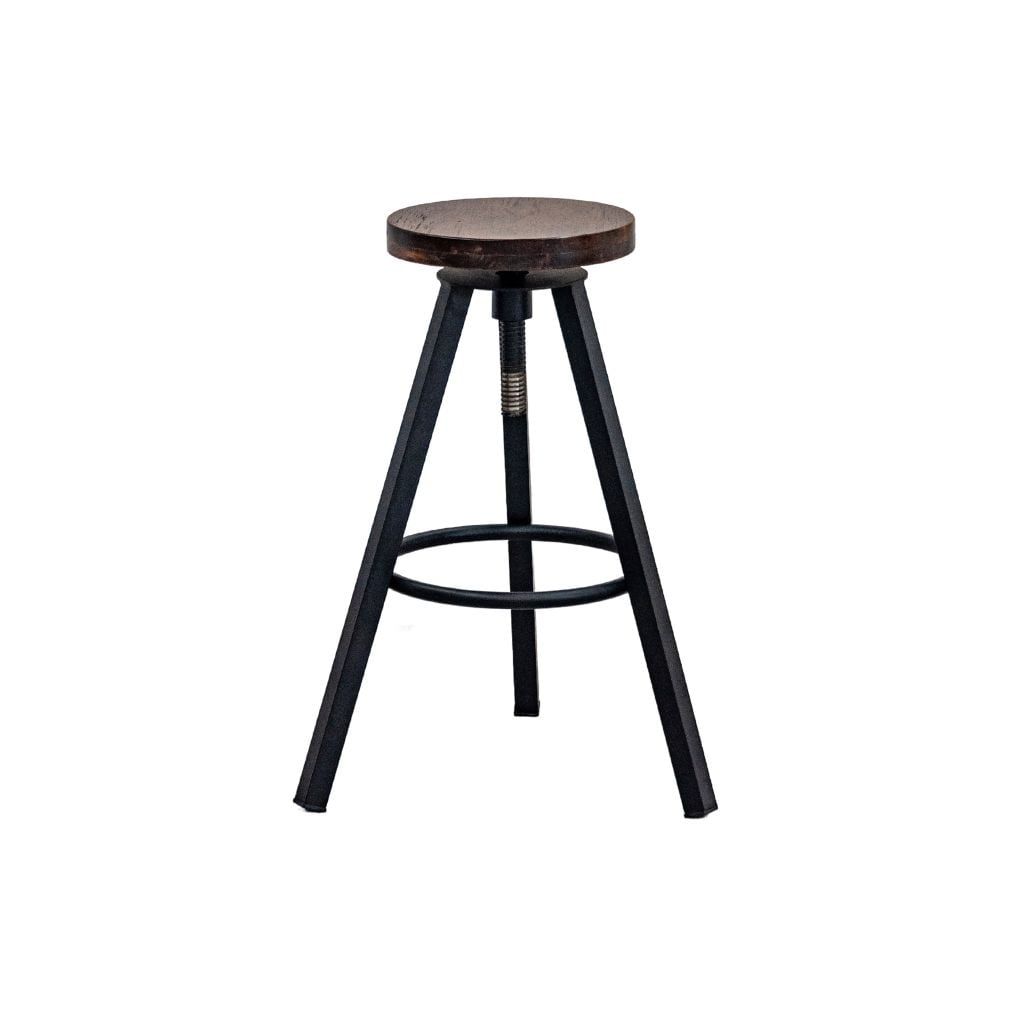 Ghế bar sắt mặt gỗ | XOAY | Nâu