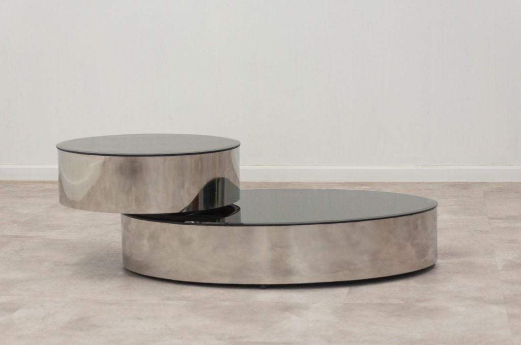 Bàn sofa oval chân inox mặt kính | IVES | Inox - Đen