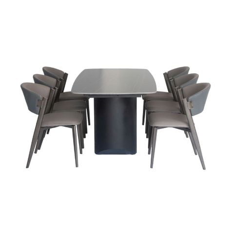  Bộ bàn ăn chân sắt trụ mặt đá | GRAHAM | Xám 