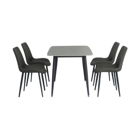  Bộ bàn ăn chân sắt côn mặt đá | SCARLETT | Xám 