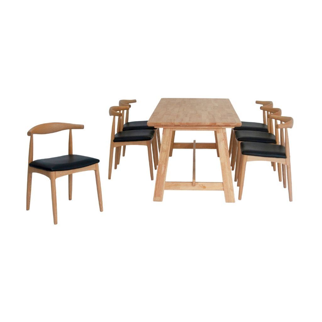 Bộ bàn ăn gỗ | MILES - 1M9 & 6 Ghế | Bull - Tự nhiên