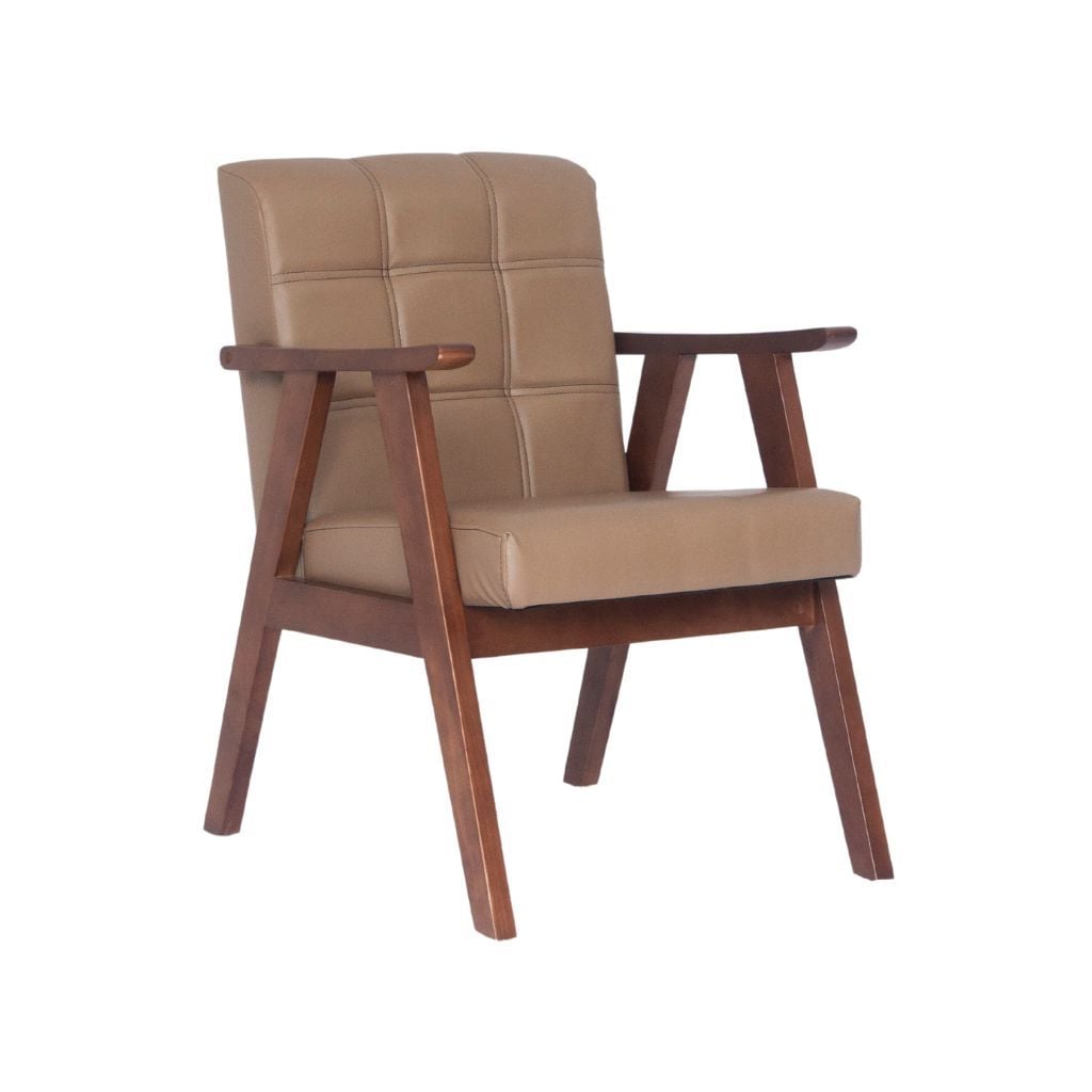 Sofa đơn gỗ nệm | CHÂN DẸT | Nâu