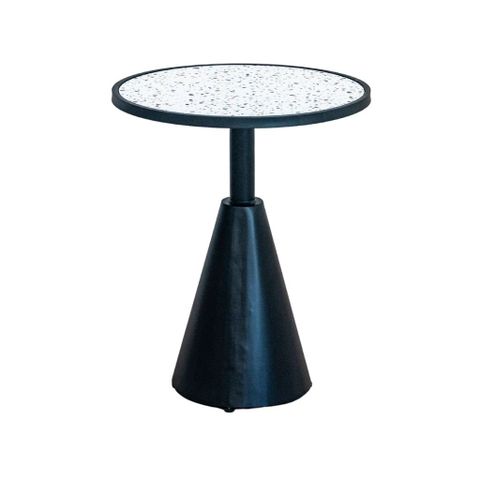  Bàn café tròn chân sắt mặt đá | NON | Trắng 