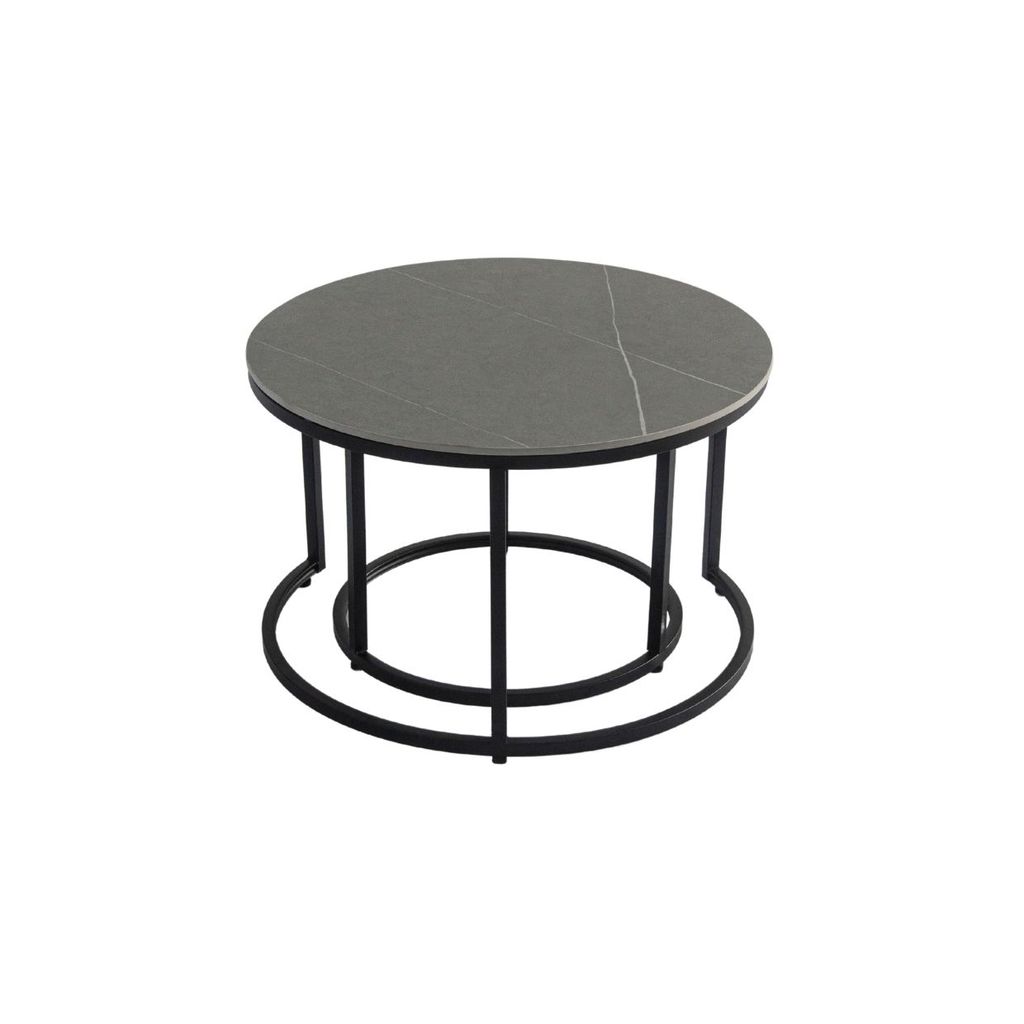 Bàn sofa tròn chân sắt mặt đá| COLTON | Xám