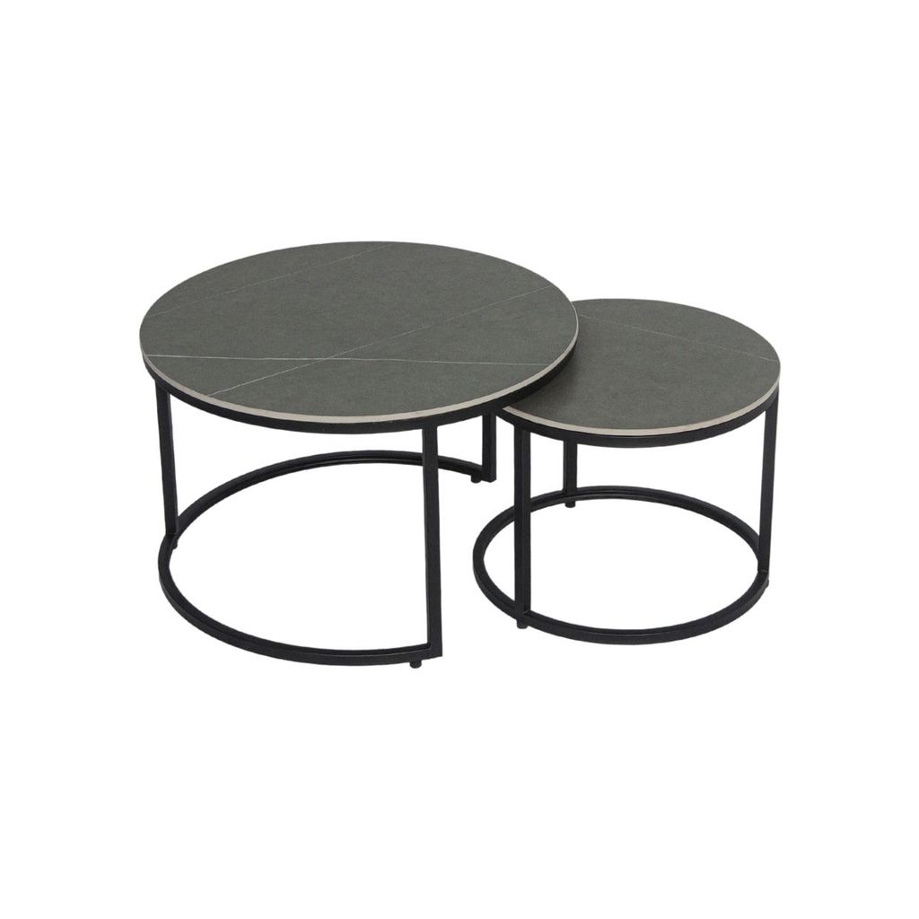 Bàn sofa tròn chân sắt mặt đá| COLTON | Xám