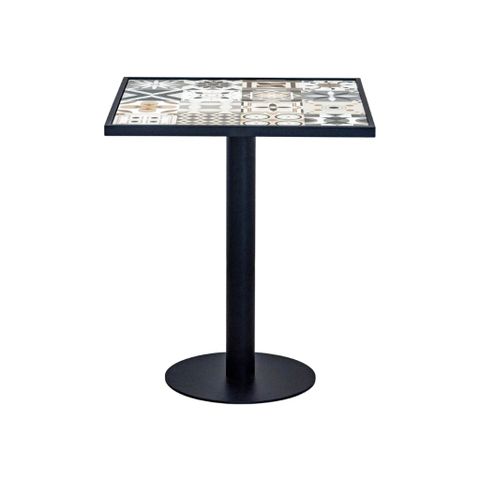  Bàn café vuông chân sắt mặt đá | ĐẾ TRÒN | Hoa 