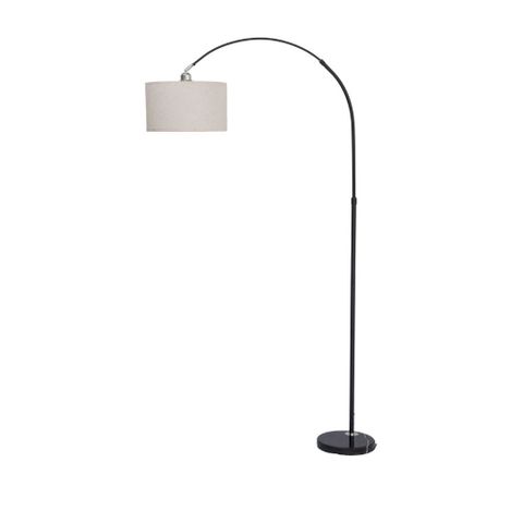  Đèn sàn cong chụp vải | BIRDIE | Trắng 