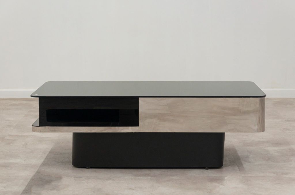 Bàn sofa HCN chân inox mặt kính | EDISON | Inox - Đen