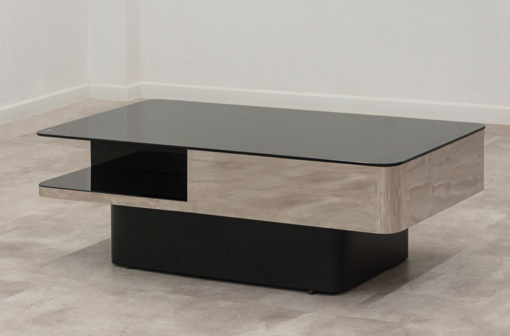 Bàn sofa HCN chân inox mặt kính | EDISON | Inox - Đen