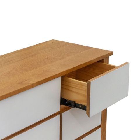  Tủ hộc kéo gỗ | HUDSON | Trắng - Tự nhiên | 6 Hộc 