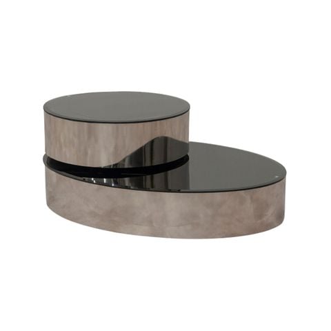  Bàn sofa oval chân inox mặt kính | IVES | Inox - Đen 