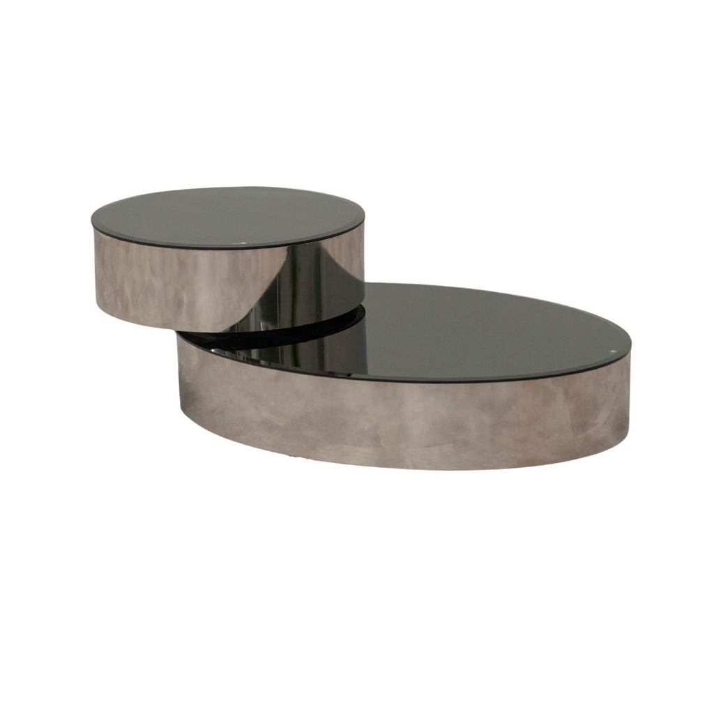 Bàn sofa oval chân inox mặt kính | IVES | Inox - Đen