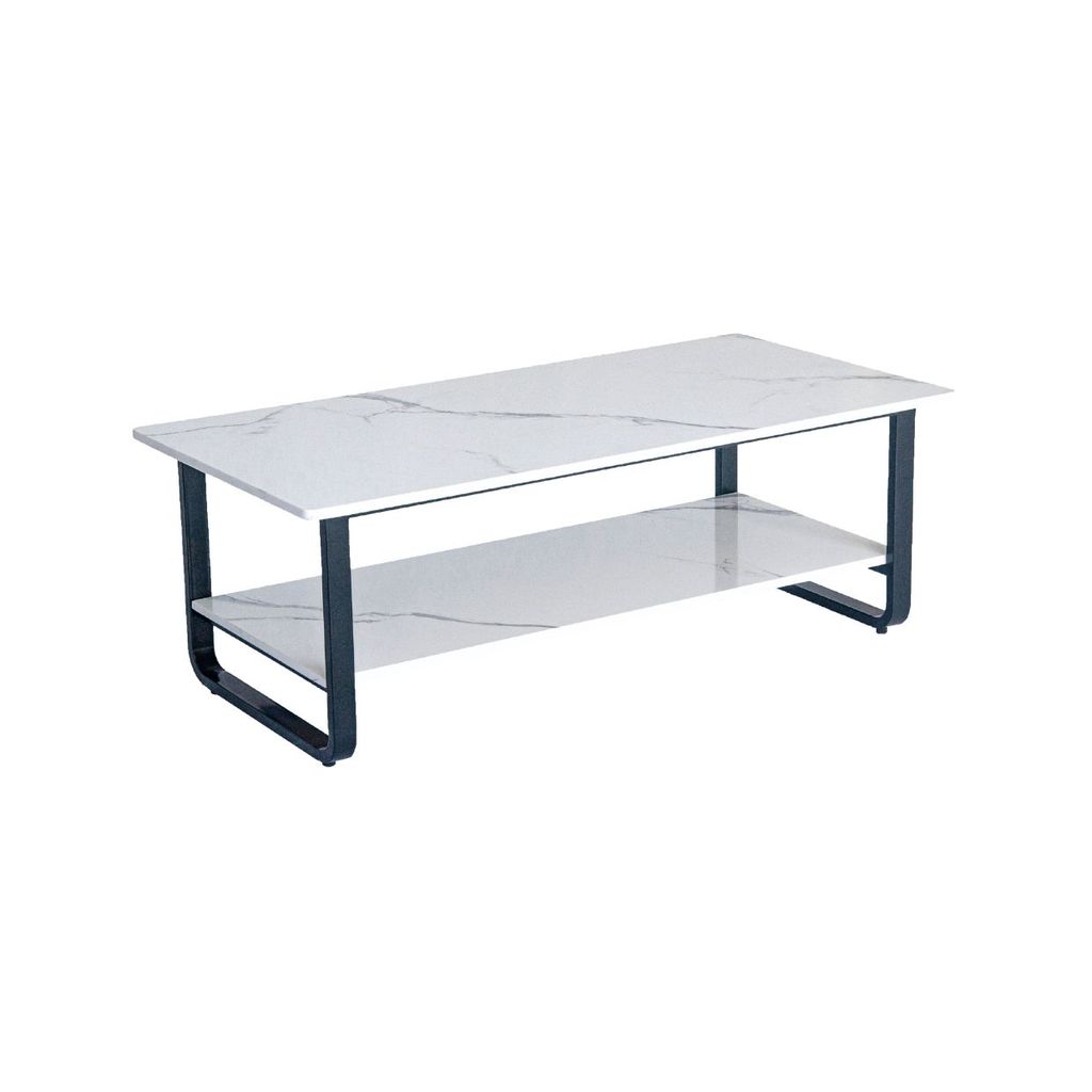 Bàn sofa chữ nhật chân sắt mặt đá | JACK | Trắng