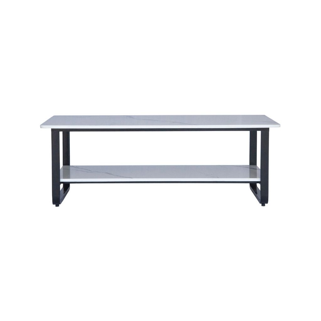 Bàn sofa chữ nhật chân sắt mặt đá | JACK | Trắng