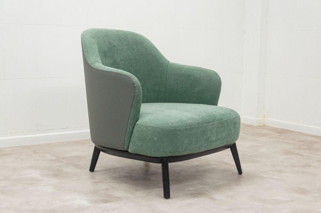 Sofa đơn bọc nệm | LESLIE | Xám - Xanh