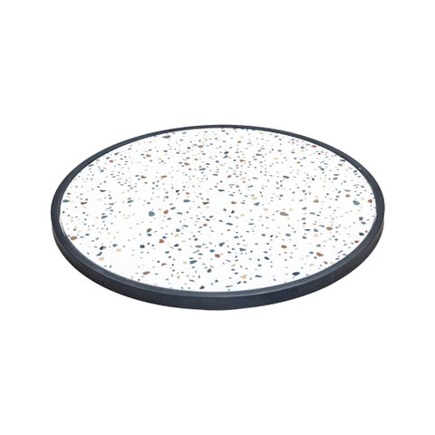  Bàn café tròn chân sắt mặt đá | NON | Trắng 