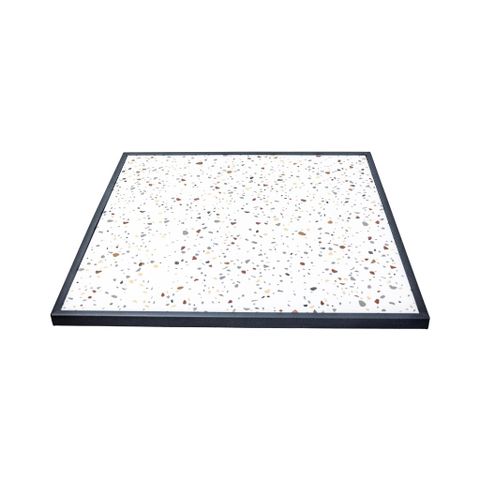  Bàn café vuông chân sắt mặt đá | FI10 | Trắng 