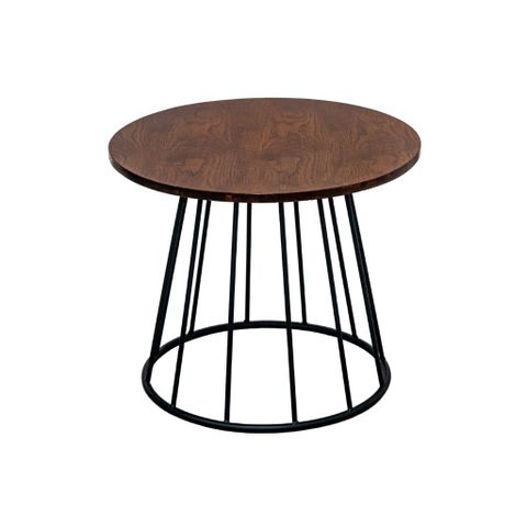  Bàn café tròn chân sắt mặt gỗ | QUEEN 02 | Nâu 