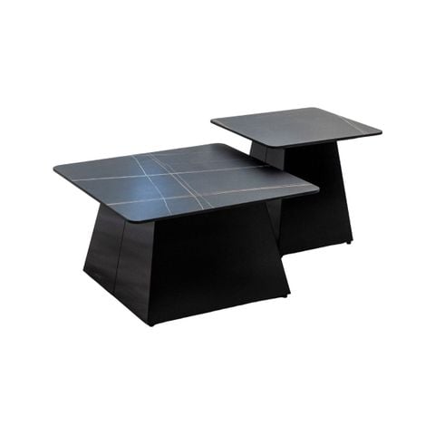  Bàn sofa vuông chân sắt mặt đá | TED | Đen 