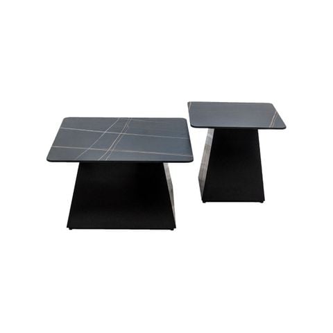  Bàn sofa vuông chân sắt mặt đá | TED | Đen 