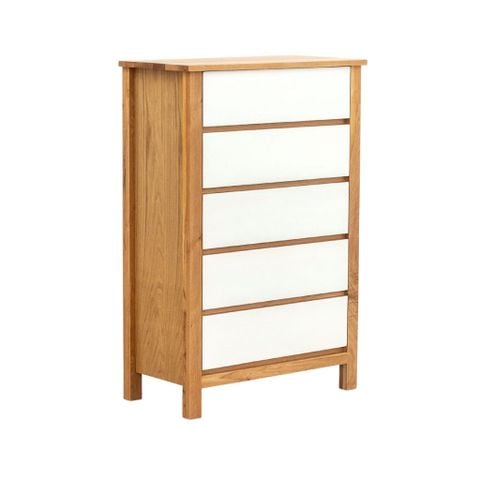  Tủ hộc kéo gỗ | HUDSON  | Trắng - Tự nhiên | 5 Hộc 