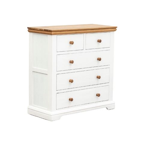  Tủ hộc kéo gỗ | SPENCER  | Trắng - Tự nhiên | 5 Hộc 