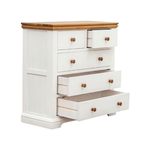 Tủ hộc kéo gỗ | SPENCER  | Trắng - Tự nhiên | 5 Hộc 