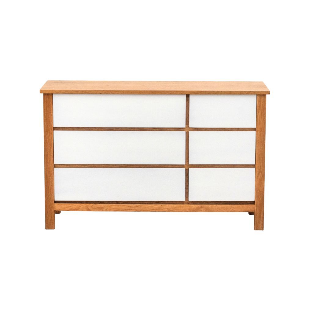 Tủ hộc kéo gỗ | HUDSON | Trắng - Tự nhiên | 6 Hộc