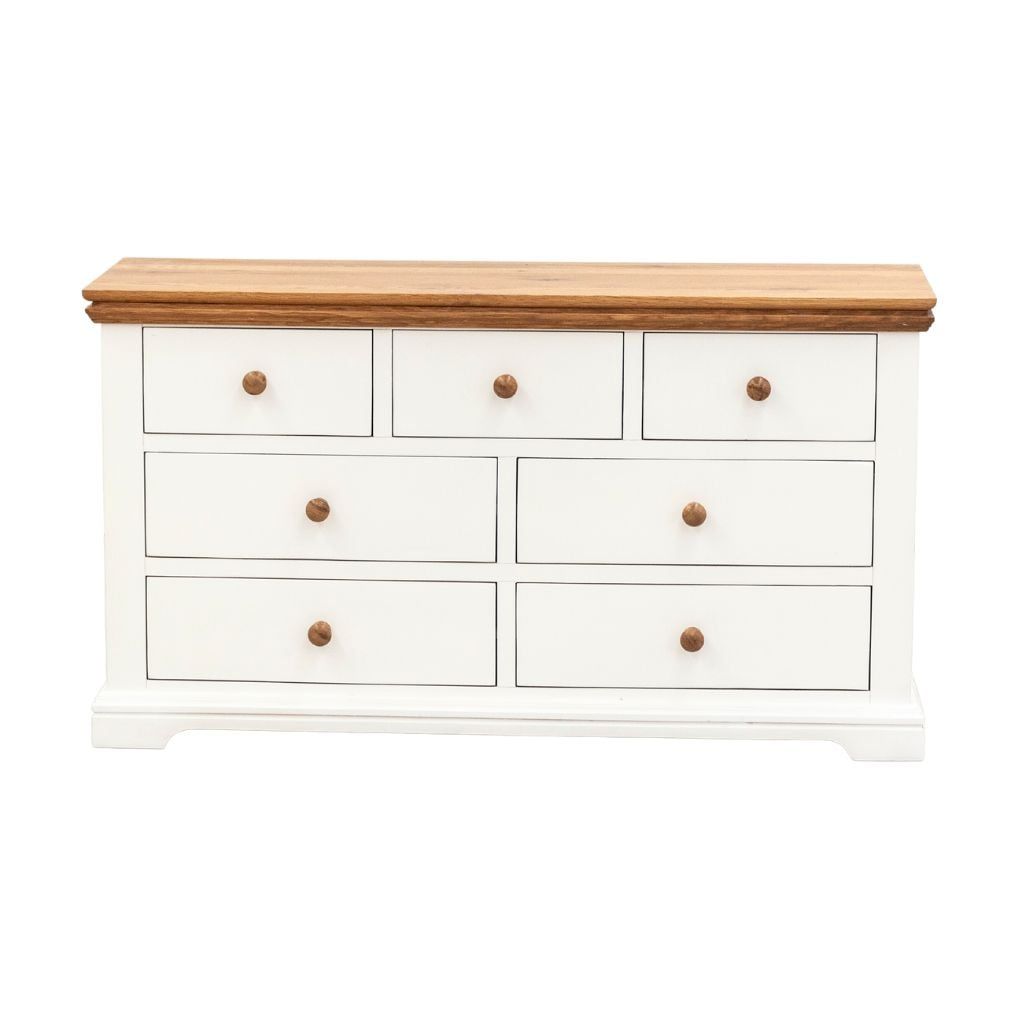 Tủ hộc kéo gỗ | SPENCER | Trắng - Tự nhiên | 7 hộc
