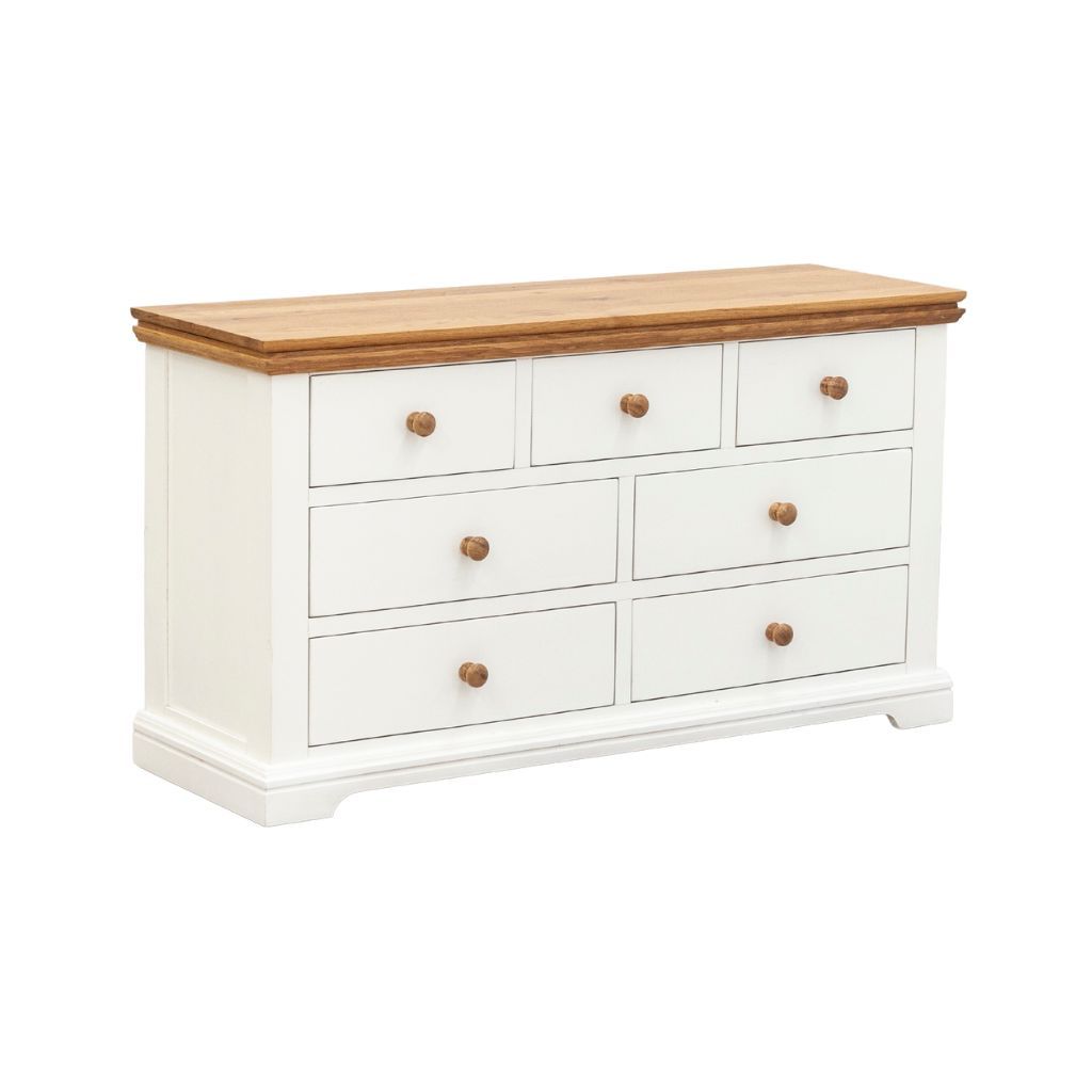 Tủ hộc kéo gỗ | SPENCER | Trắng - Tự nhiên | 7 hộc