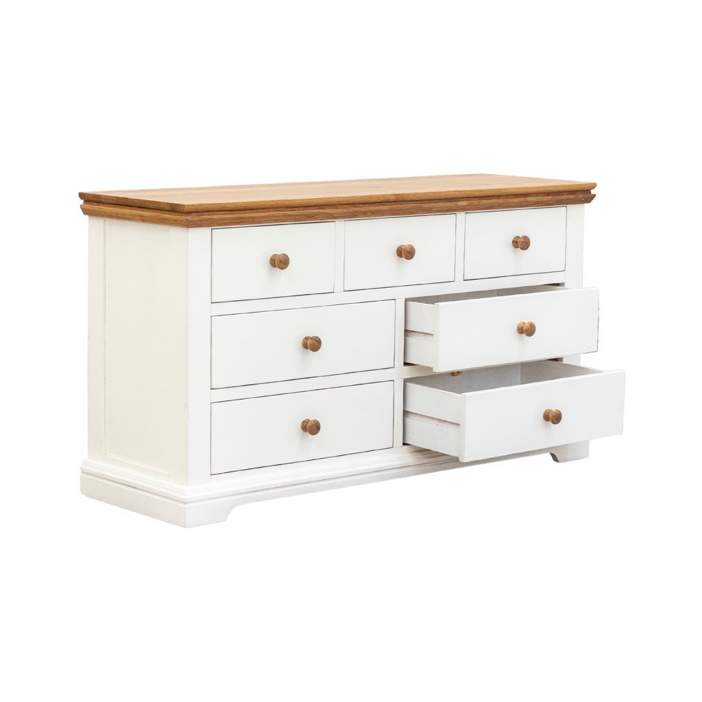 Tủ hộc kéo gỗ | SPENCER | Trắng - Tự nhiên | 7 hộc